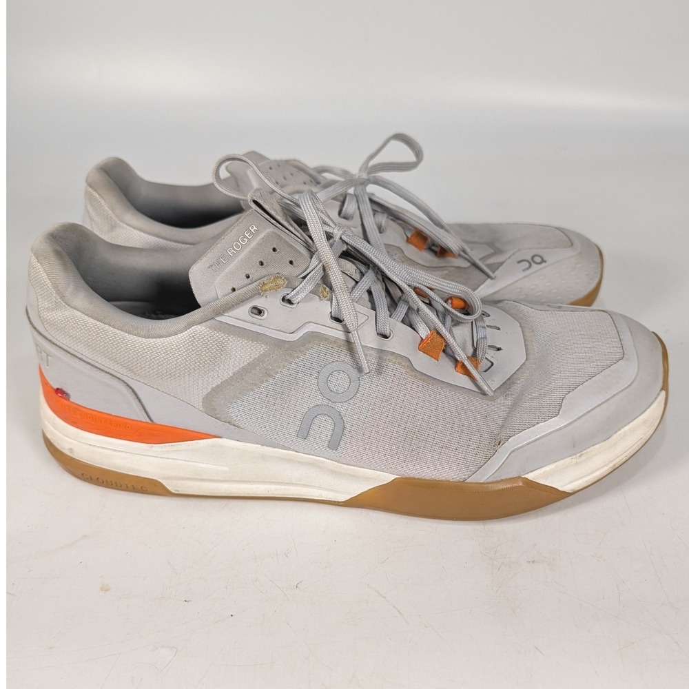On Running The Roger Pro Tennis Shoes Glacier Flare Grey Orange Mens 12 48.99019